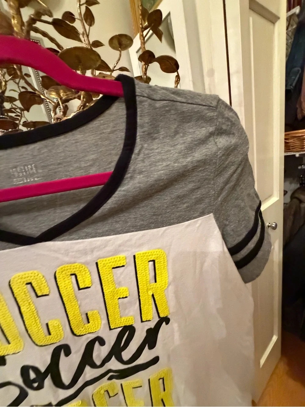 Justice Gray, White & Yellow 'Soccer' Graphic Tee
